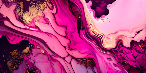 Liquid abstract pink marble texture, alcohol ink background. Generative Ai. - obrazy, fototapety, plakaty
