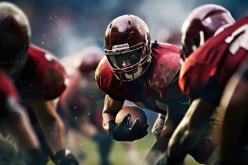 Collage from american football players in the action grand arena