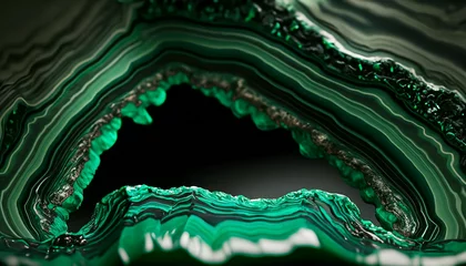 Abwaschbare Fototapete Kristalle Copyspace of a green achat druse, gemstone and mineral stone