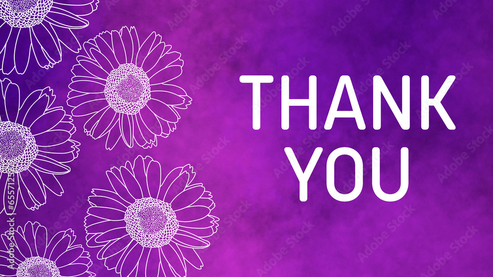 Wall mural Thank You Floral Purple Texture Background Text  - Wall murals