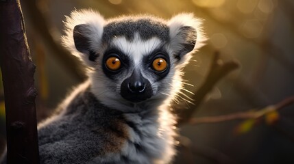 Obraz premium Lemur on a tree