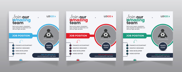We are hiring job vacancy social media post or square web banner template - obrazy, fototapety, plakaty