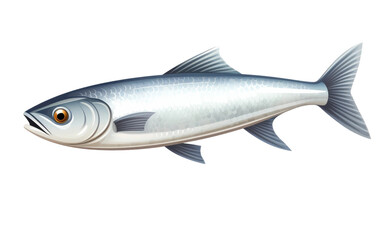 Silver Herring Fish Isolated on White Transparent Background.