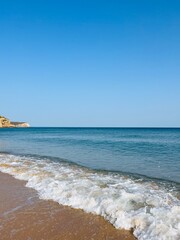 Blue sea horizon, blue sea and blue sky, natural seascape background