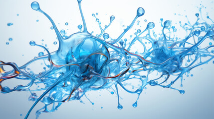 Scientific 3D render of brain cell made of water