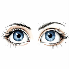 ilustracja błękitnych oczu kobiety z długimi rzęsami.