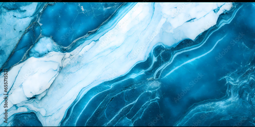 Wall mural marble granite aqua blue panorama background wall surface pattern, close up blue surface texture of 