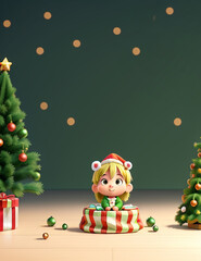 Christmas and New Year background with empty background, Christmas tree and Empty display for product montage.