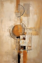 Abstract contemporary painting beige geometric strokes - Generative AI