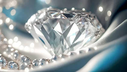 Fotobehang Blue diamond and white diamonds jewellery design collection gem masterpiece, luxury exclusive sapphire gemstone and exquisite premier bespoke jeweller custom-cut sapphires. Generative Ai © Anneleven