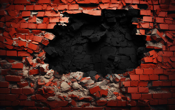 Fototapeta Hole in the red brick wall
