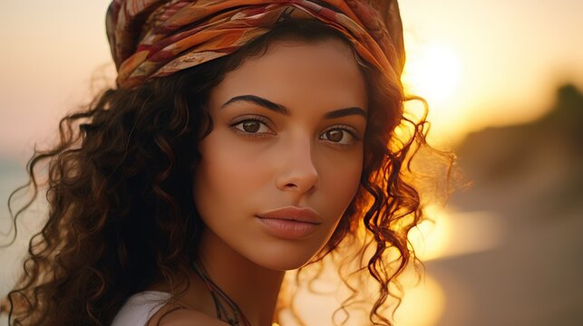 Beautiful Tunisian Girl Captured at Beach During Golden Hour with Leica S3 Camera