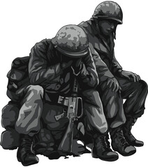 Drawing war story, hopeless, sad, art.illustration, vector