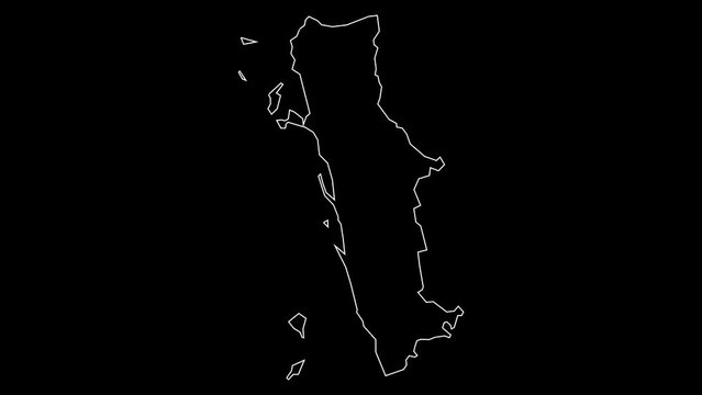 Al Hudaydah governorate map of Yemen outline animation