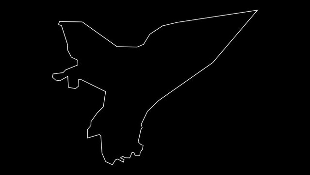 Mareb governorate map of Yemen outline animation