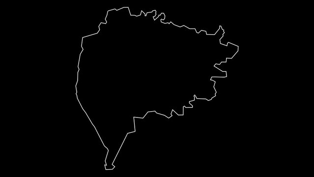 Taiz governorate map of Yemen outline animation