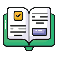 Organized book of reference on a certain field of knowledge, employee handbook icon design