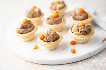Homemade chicken liver pate with sea buckthorn