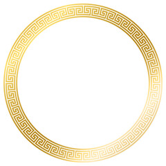 Greek circle golden frame isolated on white background windows transparent background png file