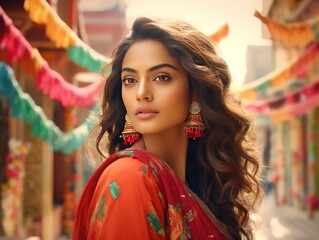 Radiance of Skincare in Beauty Commercial with Indian Girl Amidst Vibrant Jaipur Streets