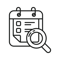Calendar with magnifying glass concept vector of appointment, schedule, planning ready to use icon
