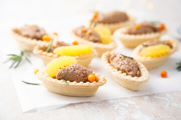 Homemade chicken liver pate with sea buckthorn