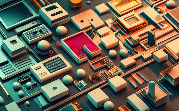 3D render digital design assets background walpapper futuristic abstract gradient bright colors ai generatice