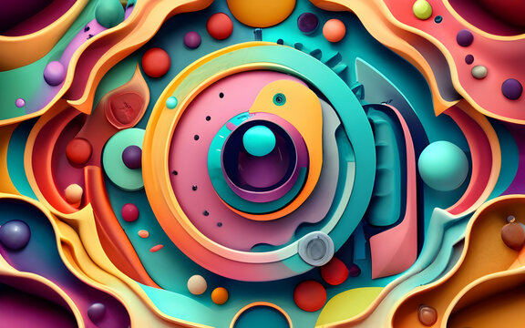 3D render digital design assets background walpapper futuristic abstract gradient bright colors ai generatice