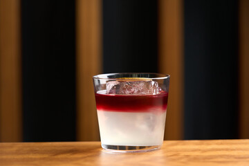 Strawberry rose cocktail with wine and martini