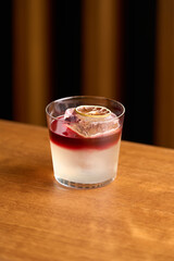 Strawberry rose cocktail with wine and martini