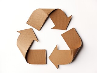 Cardboard Recycling Symbol Isolated on White Background Emphasizing Eco-friendly Disposal