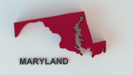 Maryland 3D Map illustration 