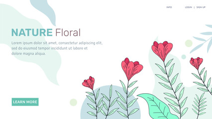 website interface design with the concept of nature and plants, leaves and flowers. natural feel website
