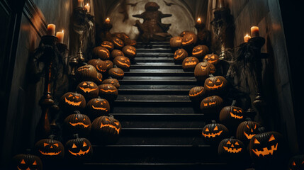 Sinister Ascent: Jack-o'-lanterns Illuminate, Generative AI