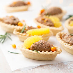Homemade chicken liver pate with sea buckthorn