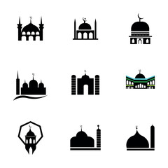  vector silhouette mosque set at twilight