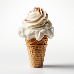 Full View Ice Cream Cone Bagon A Completely , Isolated On White Background, For Design And Printing