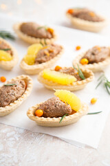 Homemade chicken liver pate with sea buckthorn