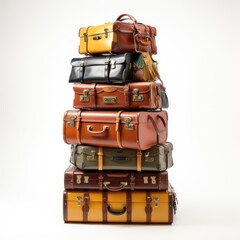Full View Suitcase Stack Planteron A Completely , Isolated On White Background, For Design And Printing