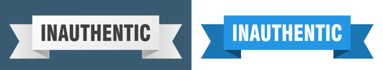 inauthentic ribbon. inauthentic isolated paper sign. banner