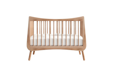 Baby Crib of Beautiful Brown Color Isolated on White Transparent Background. - obrazy, fototapety, plakaty