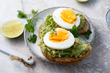 Healthy avocado toast with egg	