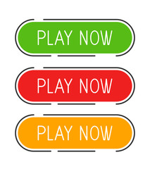 Play Now Buttons. Vector clipart isolated on white background.