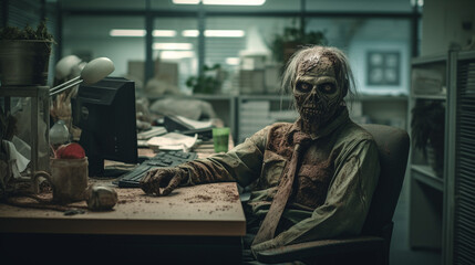 Naklejka premium The Uninspired Workforce: Dead Men Walking, Generative AI