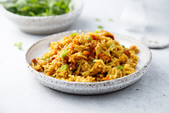Healthy vegan pilau with vegetables