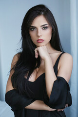 Woman in her style in black dress