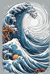 sea ocean wave background.  hand drawn sea wave with waves sea ocean wave background.  hand draw