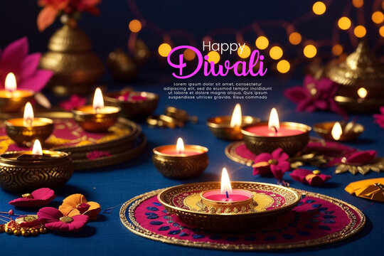 Happy diwali indian festival background with candles diwali day happy diwali day