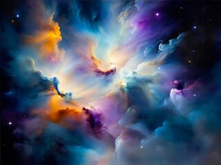 Colorful Space Nebula. Cosmic Clouds, Galactic Beauty.