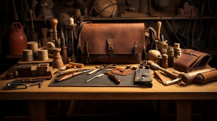 Leather Crafting: Essential Tools and Materials on the Table - Powered by Adobe